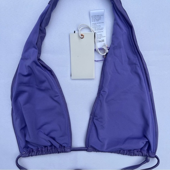 Good American Lilac Mist Shine Ruched Halter Neck Bikini Top Size XLarge/4 NWT - Picture 10 of 14